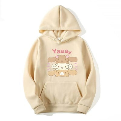 Anime Cinnamoroll Hoodies Karikatūra Meiteņu ikdienas topi Kawaii Pink Hoodie Harajuku Ziemas apģērbi Sieviešu Moderns džemperis ar kapuci