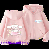 Hot Sanrio Hanorac cu fermoar pentru fete de la 2 la 12 ani Hanorac cu mânecă lungă, toamnă și iarnă, seria de pulovere Harajuku, cusut casual