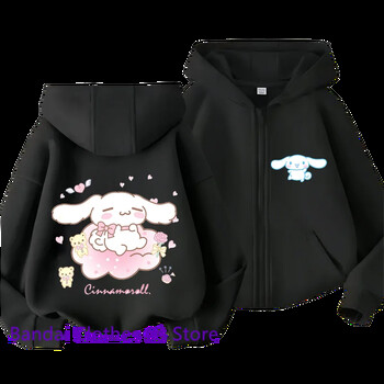 Hot Sanrio Zipper Hoodie 2 до 12 години суичър за момичета Есен и зима с дълъг ръкав Harajuku Jumper Series Шиене Ежедневно суичър с качулка