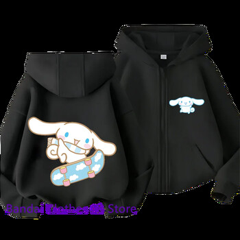 Hot Sanrio Zipper Hoodie 2 до 12 години суичър за момичета Есен и зима с дълъг ръкав Harajuku Jumper Series Шиене Ежедневно суичър с качулка