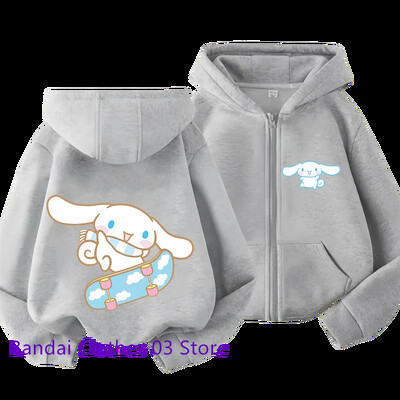 Hot Sanrio Hanorac cu fermoar pentru fete de la 2 la 12 ani Hanorac cu mânecă lungă, toamnă și iarnă, seria de pulovere Harajuku, cusut casual
