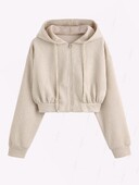 ZAFUL Hanorac crop cu glugă, cu glugă, cu fermoar, cu șnur, texturizat, de zi cu zi