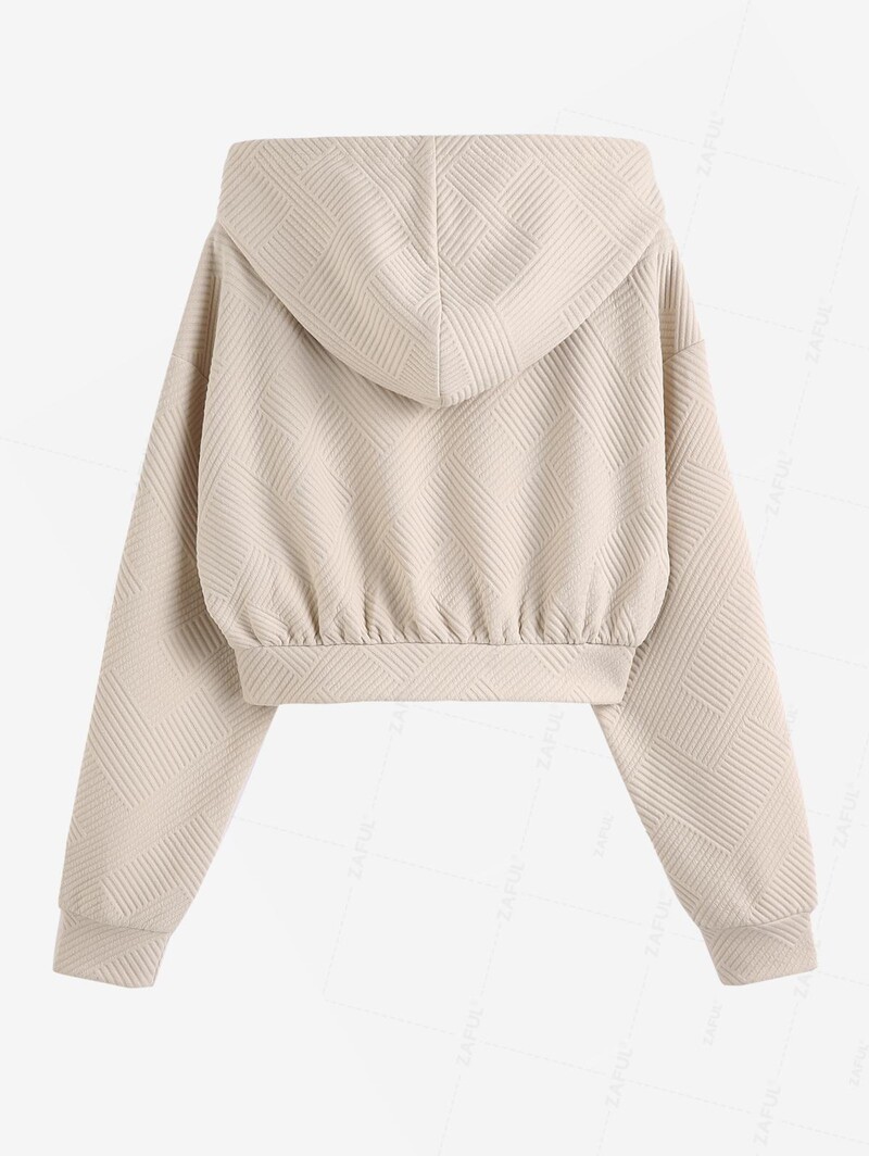 ZAFUL Hanorac crop cu glugă, cu glugă, cu fermoar, cu șnur, texturizat, de zi cu zi