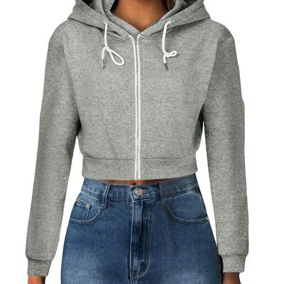 Ženska modna jednobojna majica s kapuljačom s patentnim zatvaračem Zip Ugodna majica s kapuljačom Dance Basic Jakne Gornja odjeća s patentnim zatvaračem Kaputi Zimski topli kaputi