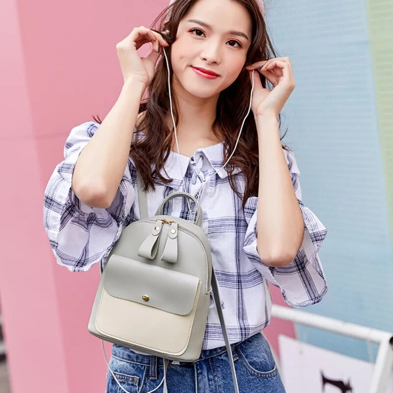 Ruksak Ženska ženska školska višenamjenska mala mini torba za torbu Ženska naramenica PU kožna tinejdžerska dječja putna torba