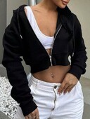 Jesensko-zimski novi europski ženski kardigan s kapuljačom i patentnim zatvaračem, ležerna seksi sportska jakna s kapuljačom