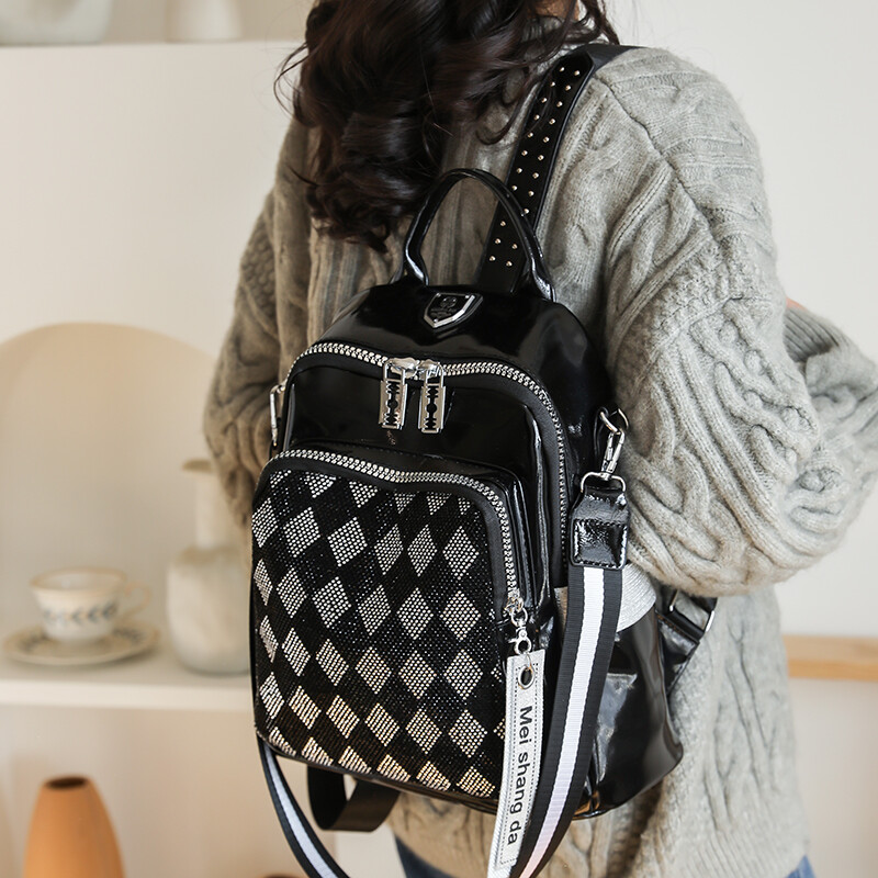 Modes dimanta radžota režģa dizaina mugursoma Grezna sieviešu zīmola mugursoma, galvenokārt funkcionāla liela ietilpības ceļojumu grāmatu soma