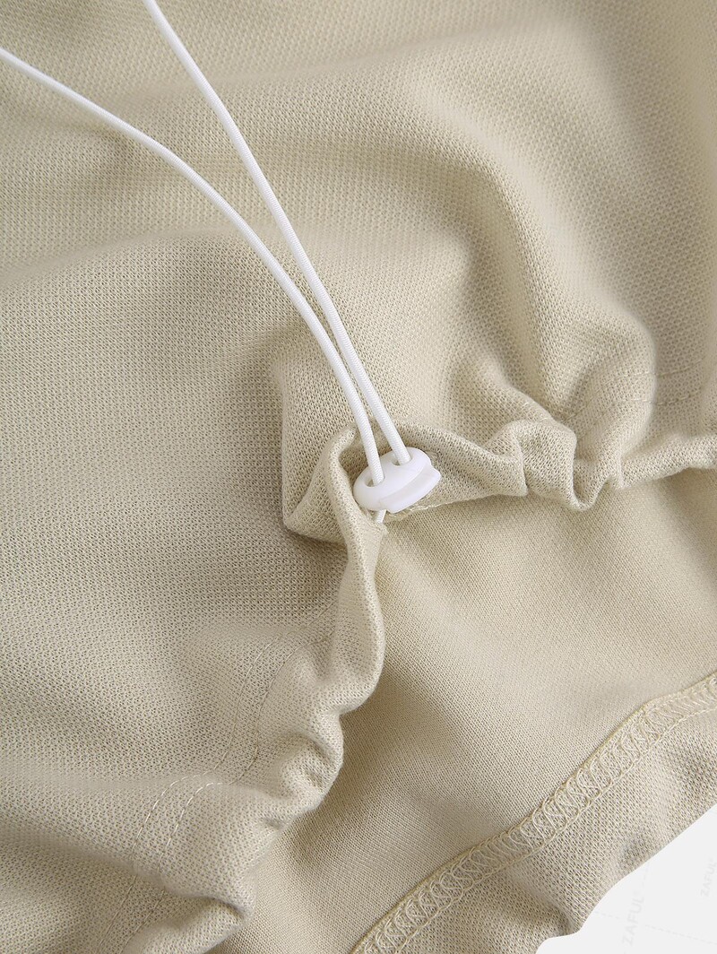 ZAFUL sieviešu gadījuma V kakla kabatas dizaina nolaižams pleciem vienkrāsains pārslēgšanas aukliņu apgriezts kapuci