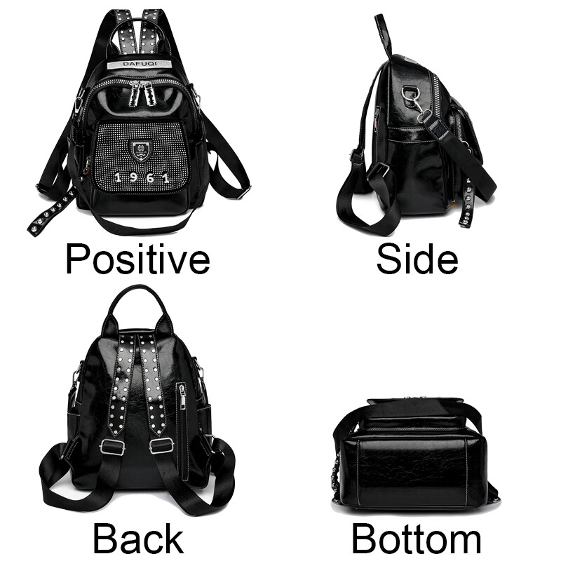 Dizajnerski ženski ruksak s remenom i zakovicama Jednostavne mekane kožne torbe na rame za žene Školska torba Ležerna putna torba velikog kapaciteta