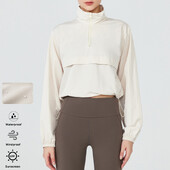 VITALINOVO Jachetă atletică pentru femei Pulover ușoară cu fermoar sfert pentru golf, drumeții, alergare, jachetă de vânt UPF50+, impermeabilă