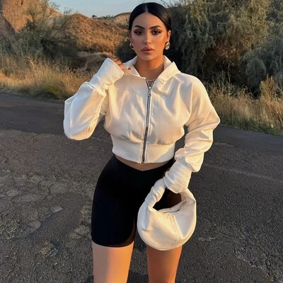 Toamna 2024, noi, ocazional, confortabil, de culoare solidă, design cu fermoar, cu glugă, cu mânecă lungă, jachetă