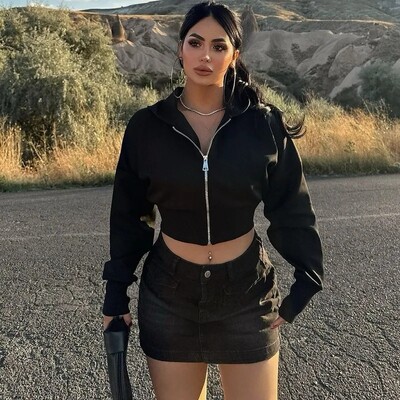 Toamna 2024, noi, ocazional, confortabil, de culoare solidă, design cu fermoar, cu glugă, cu mânecă lungă, jachetă