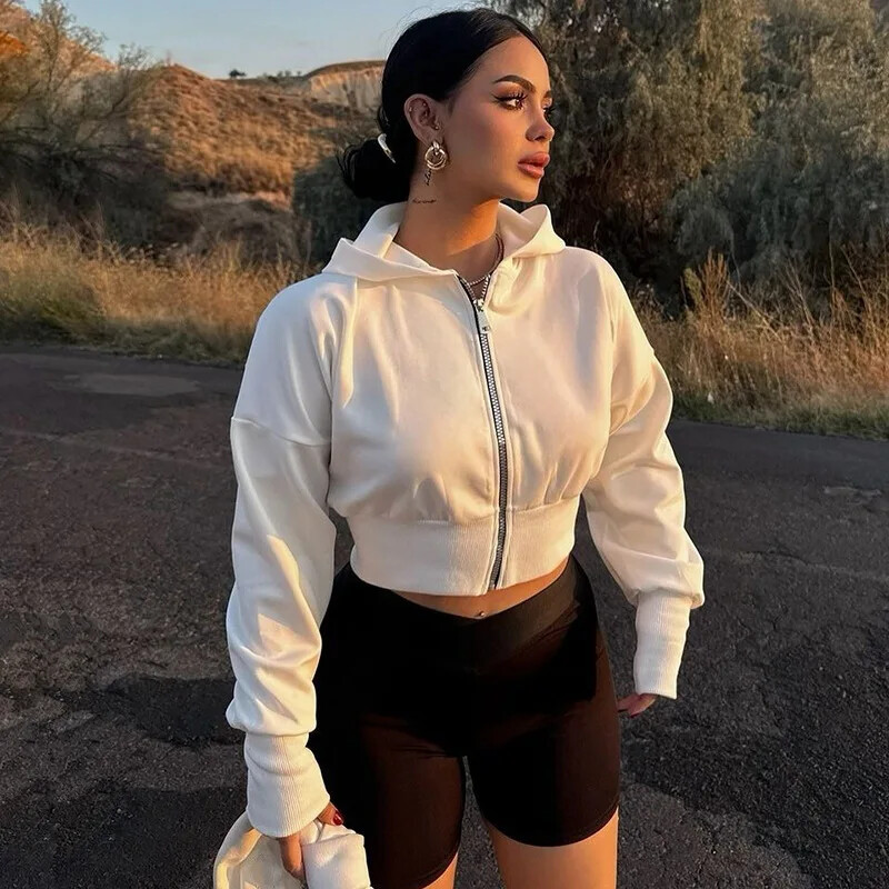 Toamna 2024, noi, ocazional, confortabil, de culoare solidă, design cu fermoar, cu glugă, cu mânecă lungă, jachetă