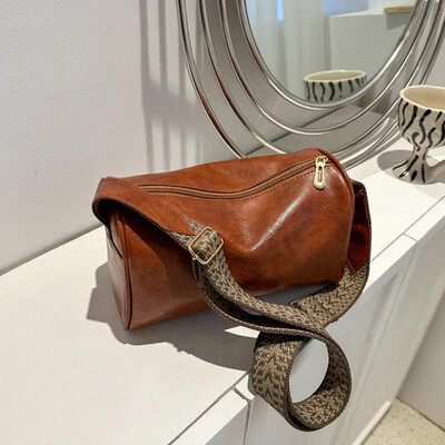 Vintage torba na rame za žene Modna torba preko ramena sa širokim remenom Retro jastuk Messenger ručna torbica Ženska velika torbica Torbice sa kvačilom Torba