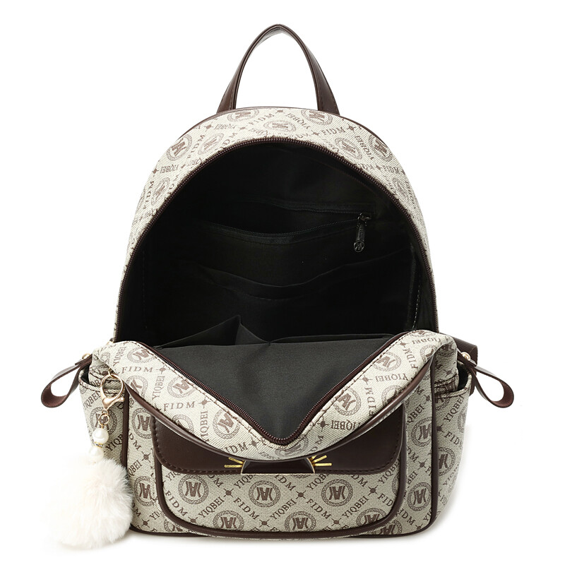 Rucsac de damă elegant cu imprimeu retro cu litere, textură sofisticată, rucsac mic, delicat, parfumat, care se potrivește