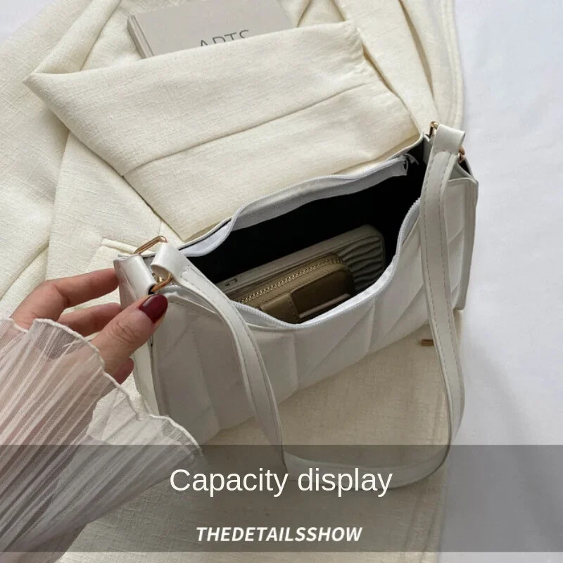 Trendovska ženska torba na rame PU kožna torba ispod pazuha Jednobojne torbe Ručne torbe za slobodno vrijeme Putovanje na posao i posao Torbe s malom ručkom Modna spojka na patent zatvarač