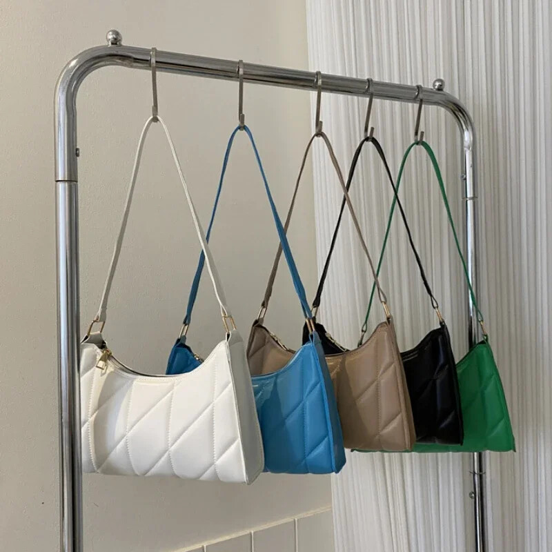 Trendovska ženska torba na rame PU kožna torba ispod pazuha Jednobojne torbe Ručne torbe za slobodno vrijeme Putovanje na posao i posao Torbe s malom ručkom Modna spojka na patent zatvarač