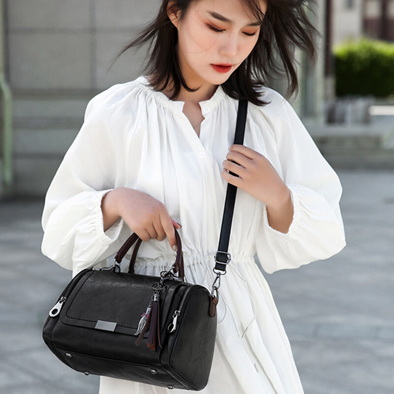 Geantă Crossbody de umăr pentru femei la modă Poșetă și geantă de designer cu ciucuri pentru femei, ocazional, genți Boston Messenger de mare capacitate