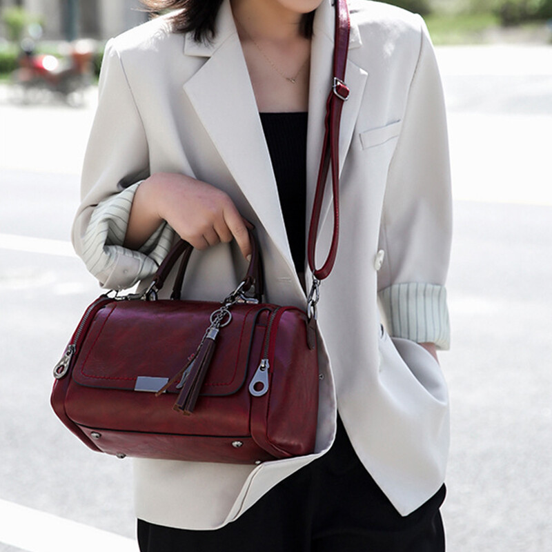 Geantă Crossbody de umăr pentru femei la modă Poșetă și geantă de designer cu ciucuri pentru femei, ocazional, genți Boston Messenger de mare capacitate