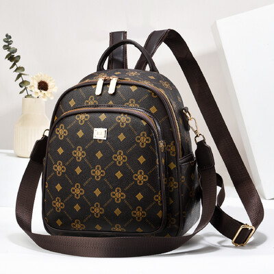 Rucsac șic pentru femei - Rucsac de zi ușor, casual pentru navetiști, cu design de imprimare aleatorie