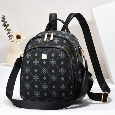 Rucsac șic pentru femei - Rucsac de zi ușor, casual pentru navetiști, cu design de imprimare aleatorie