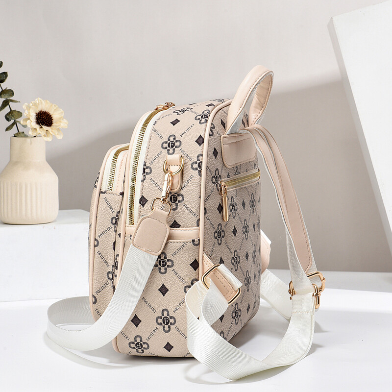 Rucsac șic pentru femei - Rucsac de zi ușor, casual pentru navetiști, cu design de imprimare aleatorie