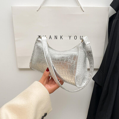 Geantă de umăr neagră la modă pentru femei Genți de mână din PU Genți de mână Genți cu mâner mic Genți pentru cumpărături Poșeta de ambreiaj