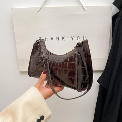 Geantă de umăr neagră la modă pentru femei Genți de mână din PU Genți de mână Genți cu mâner mic Genți pentru cumpărături Poșeta de ambreiaj