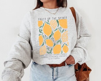 Fruits of the Spirit Christian Crewneck Суичър Scripture Jesus Aesthetic Trendy Funny Custom Pulover Top Winter Clothes