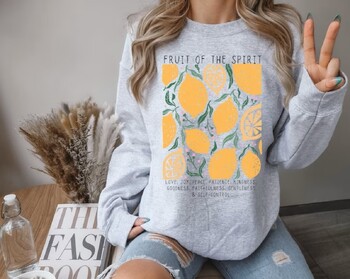 Fruits of the Spirit Christian Crewneck Суичър Scripture Jesus Aesthetic Trendy Funny Custom Pulover Top Winter Clothes