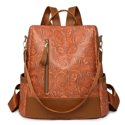 Rucsac cu umăr, rucsac casual din PU, pentru călătorii, cu model floral, genți de școală multifuncționale pentru fete adolescente