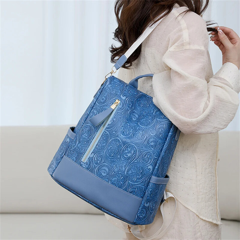 Rucsac cu umăr, rucsac casual din PU, pentru călătorii, cu model floral, genți de școală multifuncționale pentru fete adolescente