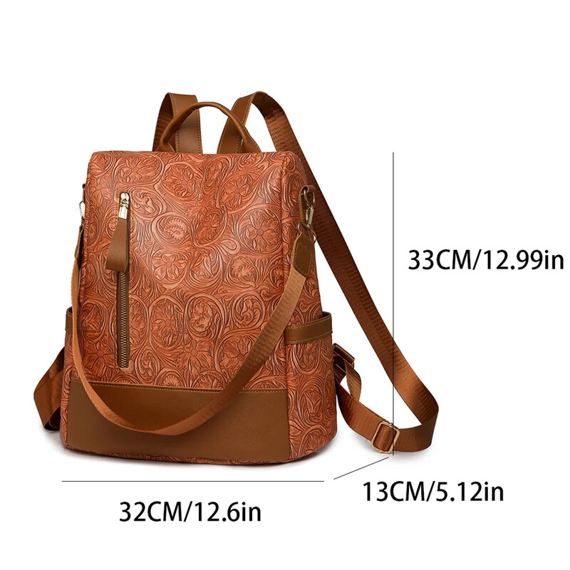 Rucsac cu umăr, rucsac casual din PU, pentru călătorii, cu model floral, genți de școală multifuncționale pentru fete adolescente