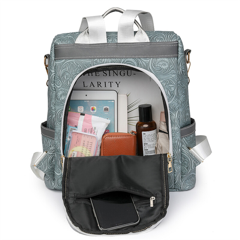 Rucsac cu umăr, rucsac casual din PU, pentru călătorii, cu model floral, genți de școală multifuncționale pentru fete adolescente