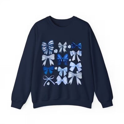 Coquette Hanorac cu fundă estetică Y2k Preppy Balerina Trendy Ribbon Crewneck Tricou cu fundă albastră Cămașă Kawaii drăguță Cadou de Valentines