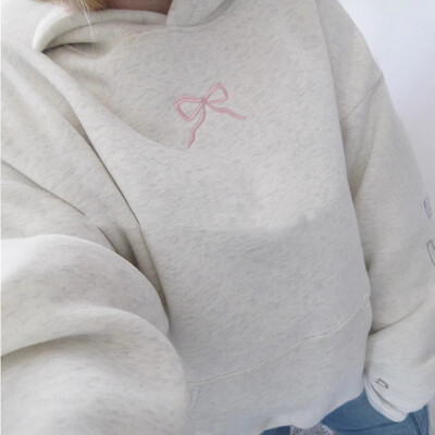 Sieviešu rozā bantītes dekors kapucis Sweet Casual rudens ziemas kapucis Mājīgs, silts sieviešu modes pilnīgs sieviešu apģērbs