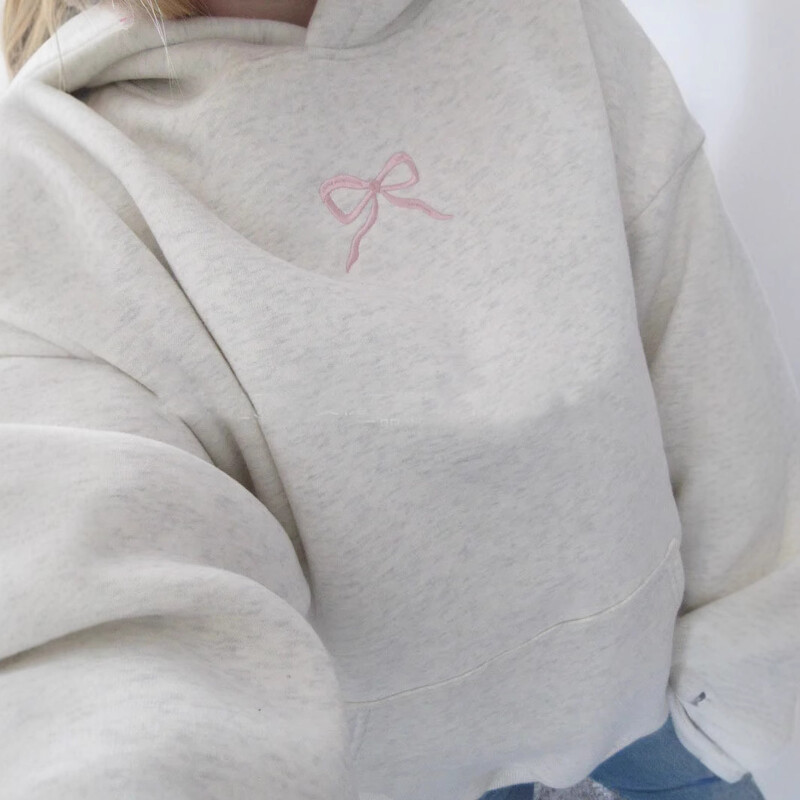 Sieviešu rozā bantītes dekors kapucis Sweet Casual rudens ziemas kapucis Mājīgs, silts sieviešu modes pilnīgs sieviešu apģērbs