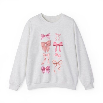 Coquette Pink Bow Sweatshirt Y2k Сладко естетично горно панделка BallerinaTrendy Crewneck Kawaii Girls Shirt Friend Gift Valentine