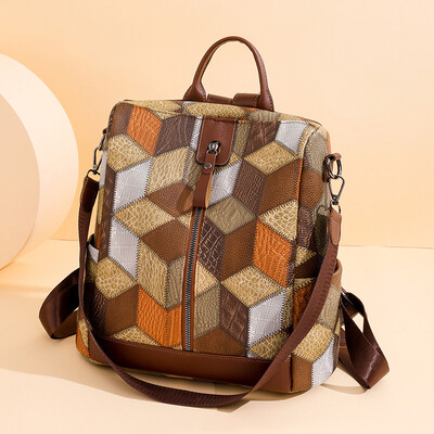 Rucsac antifurt din piele PU pentru femei, geantă de călătorie pentru femei, ghiozdan ocazional pentru adolescente, cu mai multe buzunare.