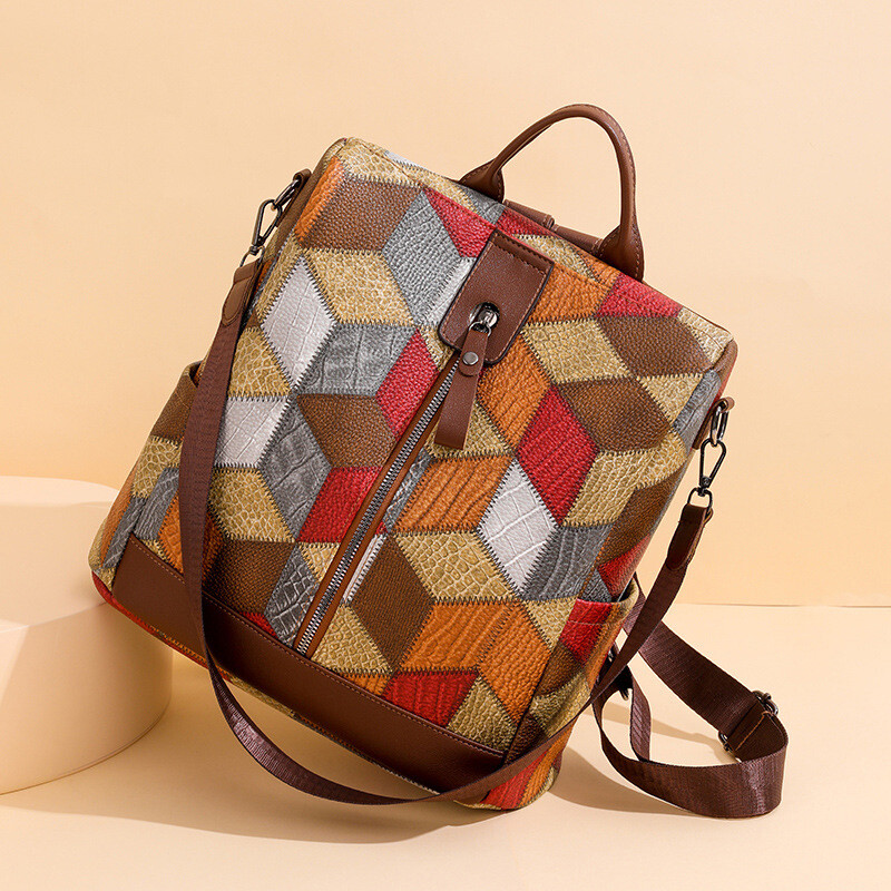 Rucsac antifurt din piele PU pentru femei, geantă de călătorie pentru femei, ghiozdan ocazional pentru adolescente, cu mai multe buzunare.