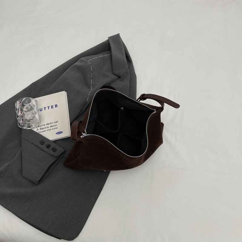 Geantă de damă, vintage, din piele intoarsă mată, toamnă/iarnă, cu umăr, la subrat, geantă simplă de tote geantă pentru navetă de capacitate mare