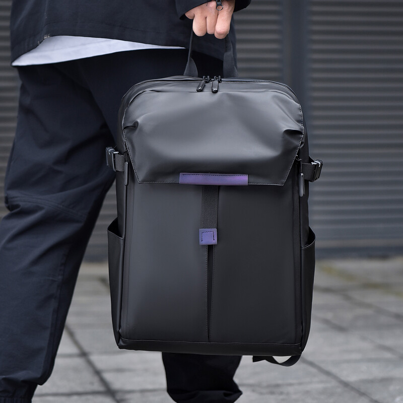 Rucsac simplu pentru bărbați, de capacitate mare, impermeabilă, cu cască de ciclism, rucsac 15,6 pentru laptop Rucsaci de școală pentru bărbați, dungi reflectorizante