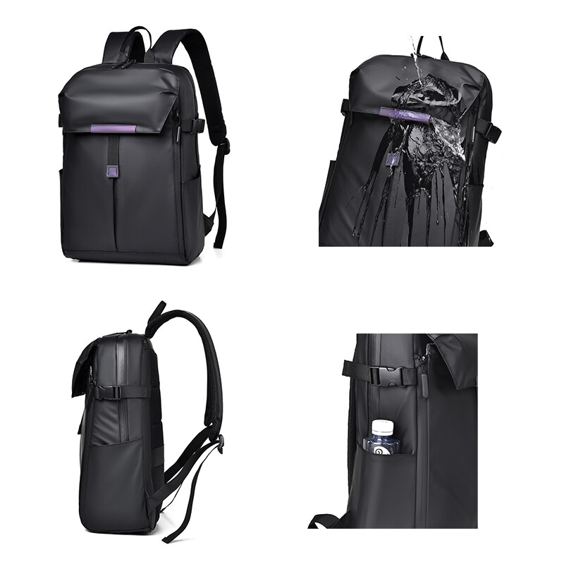 Rucsac simplu pentru bărbați, de capacitate mare, impermeabilă, cu cască de ciclism, rucsac 15,6 pentru laptop Rucsaci de școală pentru bărbați, dungi reflectorizante