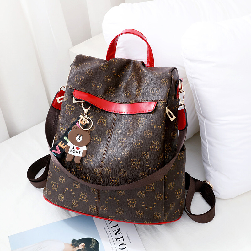 Rucsac de damă, elegant și jucăuș, imprimat cu desene animate, textură rucsac multifuncțional