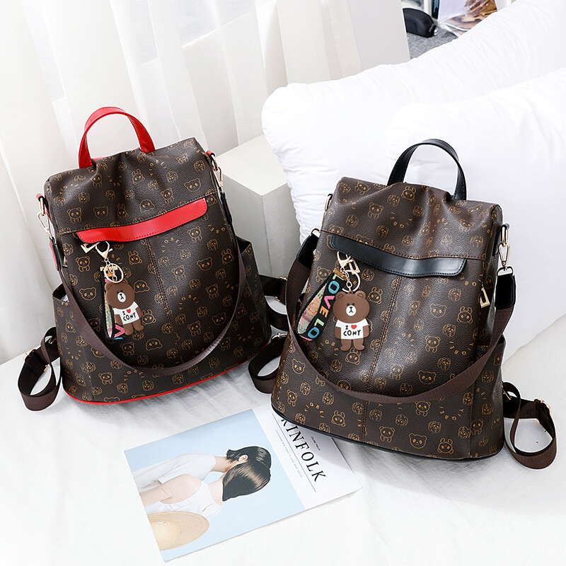 Rucsac de damă, elegant și jucăuș, imprimat cu desene animate, textură rucsac multifuncțional