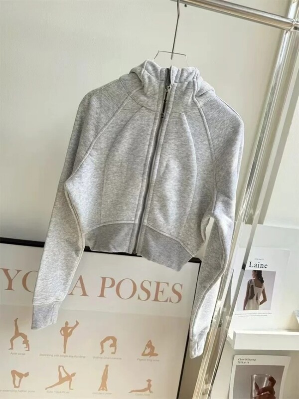 Jachetă de antrenament cu fermoar pentru alergare de toamnă pentru femei, culoare solidă, cu mânecă lungă, îmbrăcăminte sport, top pentru gimnastică, pentru femei, îmbrăcăminte de yoga cu uscare rapidă, haină sport