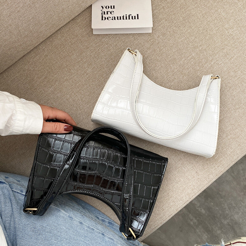 Geantă de cumpărături ocazională retro, la modă rafinată, genți de umăr, genți de umăr, din piele pentru femei, cu lanț de culoare solidă, pentru femei 2023