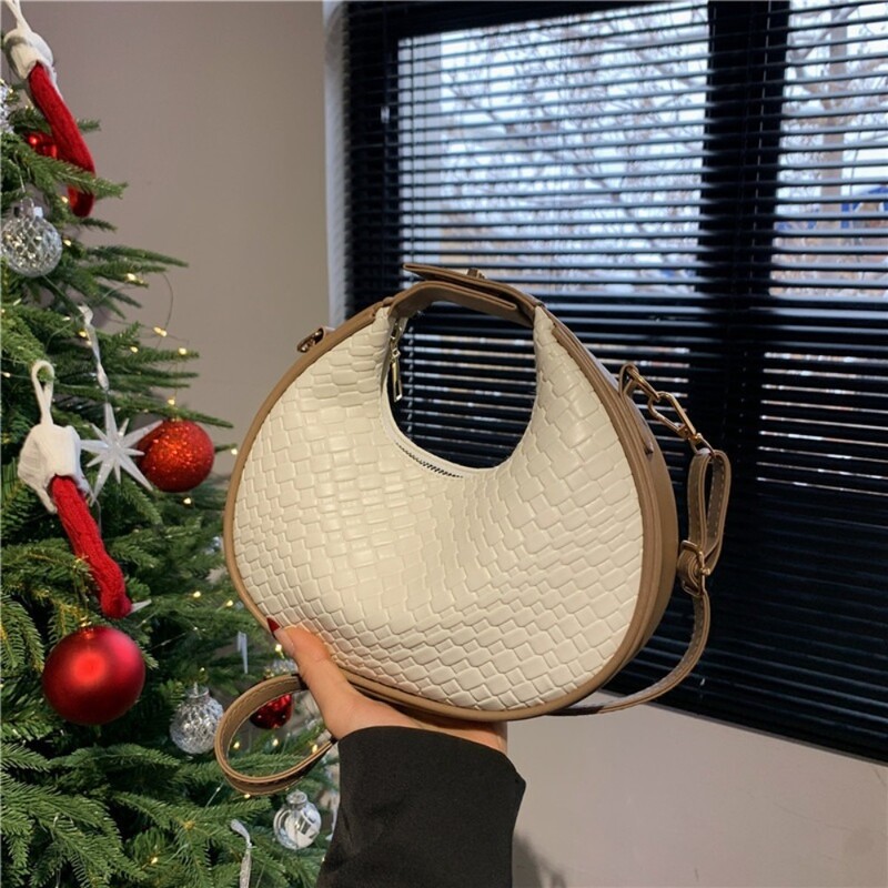 Madinga moteriška Crossbody Bag Retro Half Moon PU odinė rankinė Hobo Bag Laisvalaikio universalus krepšys ant peties