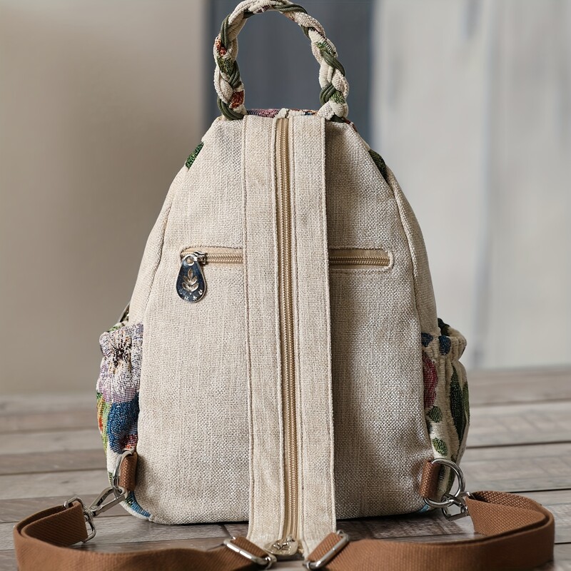 Дамска артистична бродирана раница Дамска ултра лек дизайн за безпроблемно носене Стилни чанти през рамо Компактна дневна раница