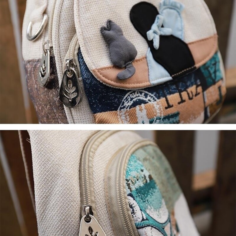 Rucsac drăguț pentru fete din desene animate, geantă de pânză ușoară și versatilă pentru femei